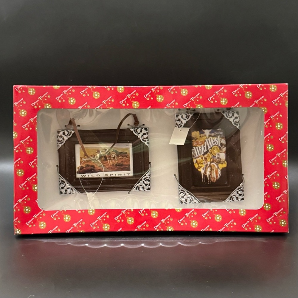 Retired DILLARD’s Trimmings Set of 2 Cowboy Theme Wild West Mini Frame Ornament